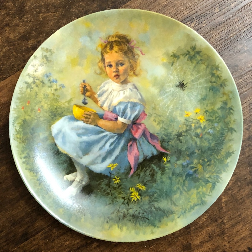 Little Miss Muffet 3rd issue in the Mother Goose series of Collector's Plates